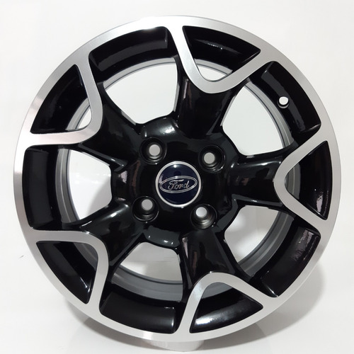 Jogo De Rodas Ford Aro 15 4x108 Ka Fiesta Focus Brw 1130 Cor Preta Diamantada