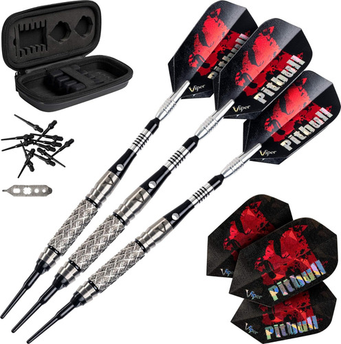 Pitbull 90% Tungsten Soft Tip Darts With Storage/travel...
