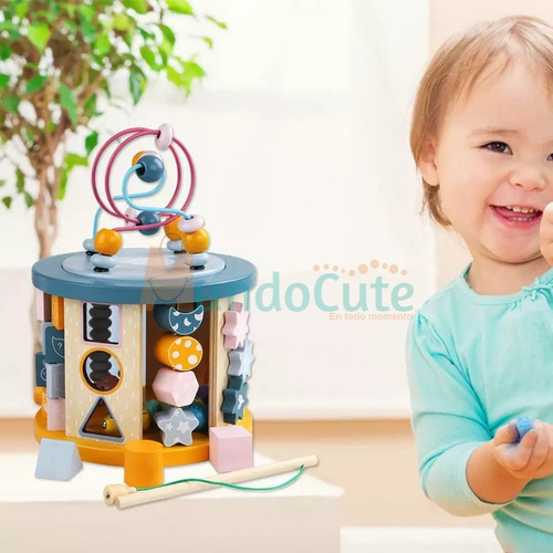 Imagen 4 de 4 de Cubo Multifuncional Montessori Juguetes Didácticos Madera