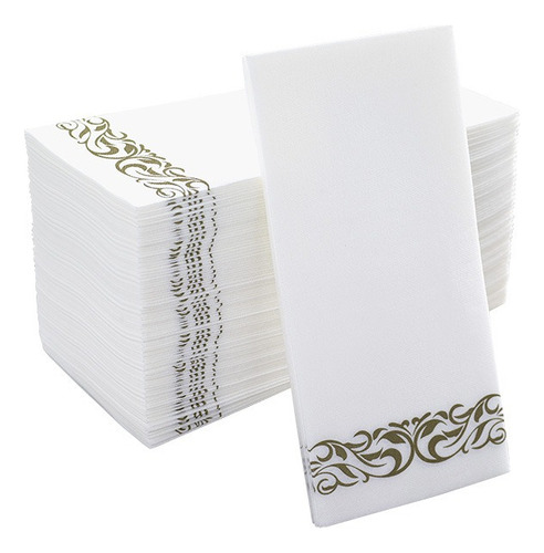 Servilleta Fiesta 3capas Empaquetadas En Blanco Y Oro