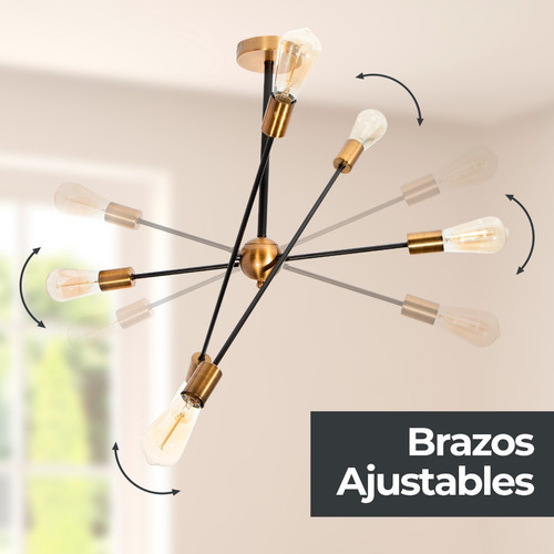 Lámpara De Techo Bronce 6 Luces E27 60w