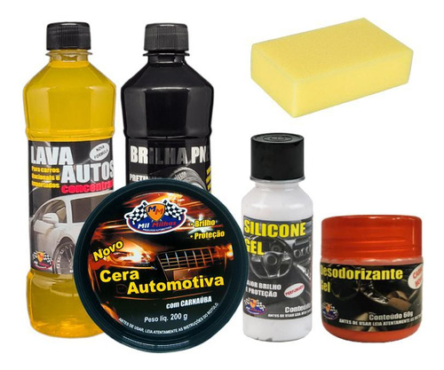 Kit 5 Em 1 Limpeza Automotiva Shampoo Pretinho Cera