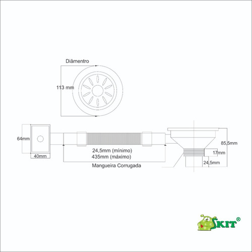 Válvula Inox 4.1/2 Para Cubas De Cozinha Com Escape