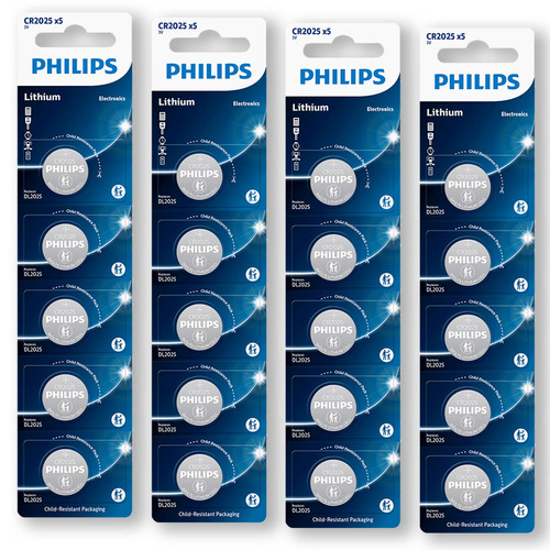 20 Pilhas Philips Cr2025 3v Bateria Original - 4 Cartelas