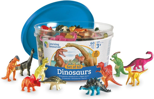 Set De Dinosaurios De Colores / Bote Con 60 Dinosaurios