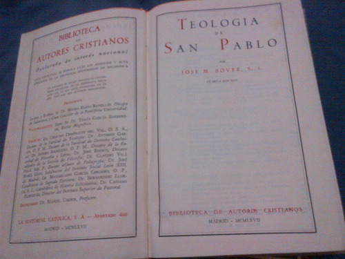 Bover.teologia De San Pablo.tapa De Tela.bac (Usado)