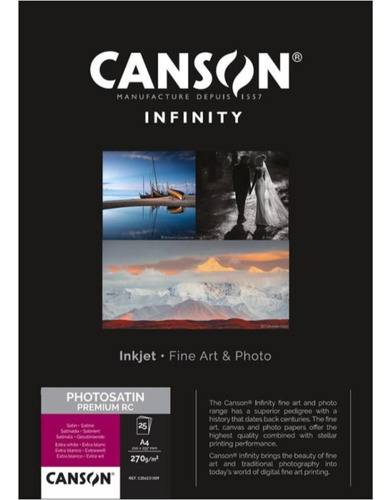 Canson Infinity Photosatin Premium Rc 270gr Satinado A4 25h Color Multicolor