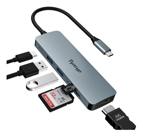 Hub Usb Tymyp Hdmi Puerto Pd Ranura Para Tarjeta Sd Tf Mesa