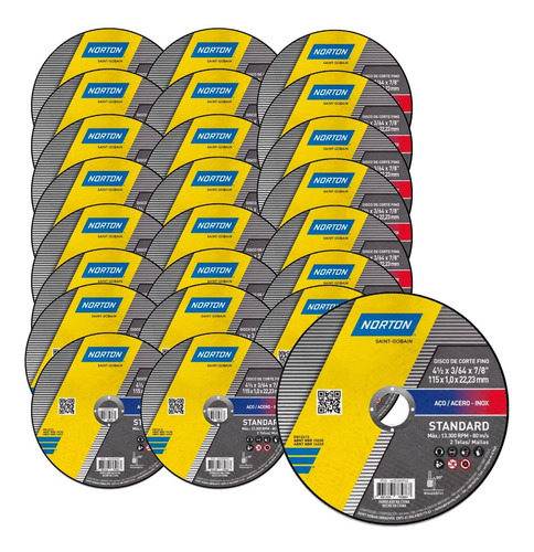 Kit Com 24 Discos De Corte 4 1/2 Norton Standard P/ Alumínio