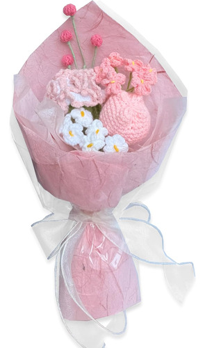 Ramo De Flores De Ganchillo De Clavel Hecho A Mano Tejido De