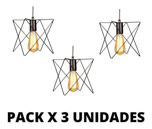 Imagen 1 de 10 de Portalámpara De Techo Colgante X 3 Unidades C/lámpara Lps003
