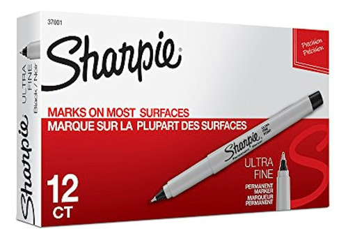 Marcadores Permanentes Sharpie, Punta Ultra Fina, Negro, 12