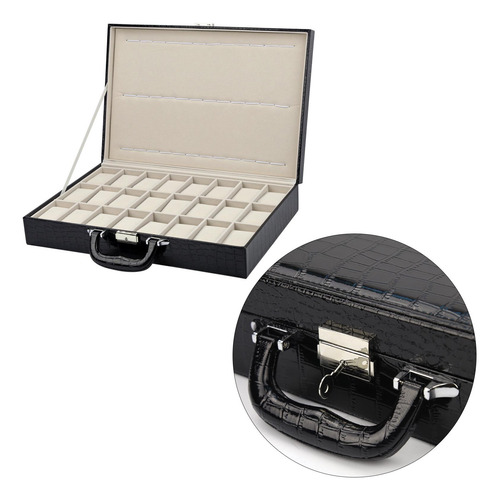 Caja De Reloj Portátil Grande De 36 Ranuras Para Hombres,