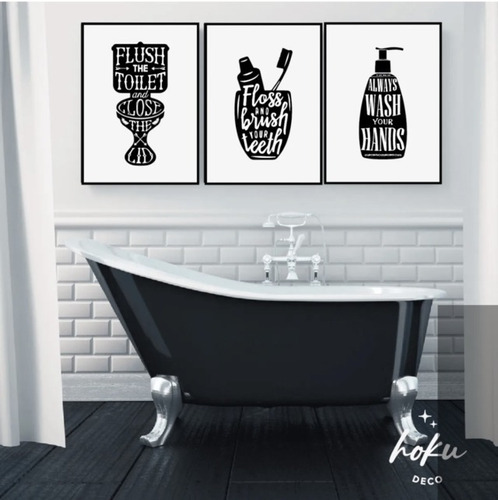 Imagen 1 de 1 de Tripticos De Cuadros 20x25 Para Baño - Muchos Modelos - (setx3)