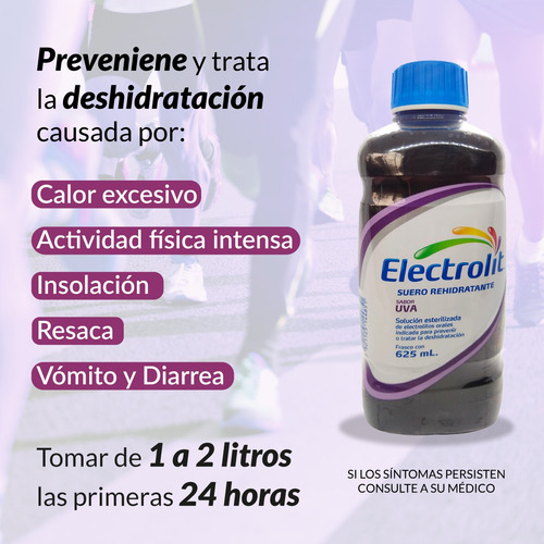 Electrolit Suero Rehidratante Sabor Uva 625ml 6pz