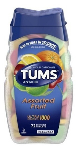Mini Tums Assorted Fruit X 72 Tabs 1000 Mg