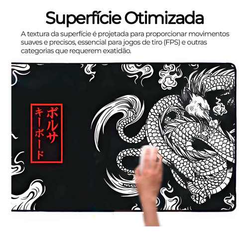 Mouse Pad Grande 60x30 Desk Pad Dragão Chinês Japonês