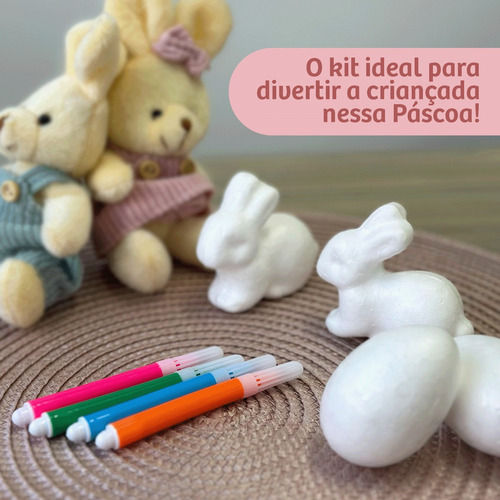 Kit De Ovos E Coelhos Para Pintar De Páscoa Com Canetinhas