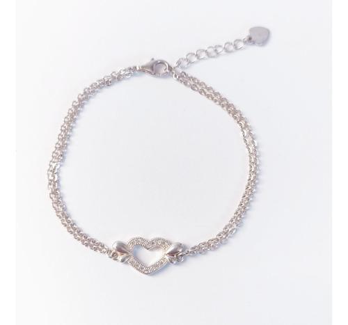 Pulsera Corazón Con Circones, Plata 925!!