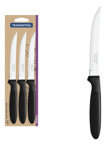 Conjunto de facas Tramontina Ipanema Black 3 unidades