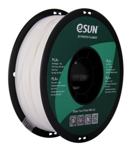 Imagen 1 de 1 de Filamento 3D PLA+ Esun de 1.75mm y 1kg white