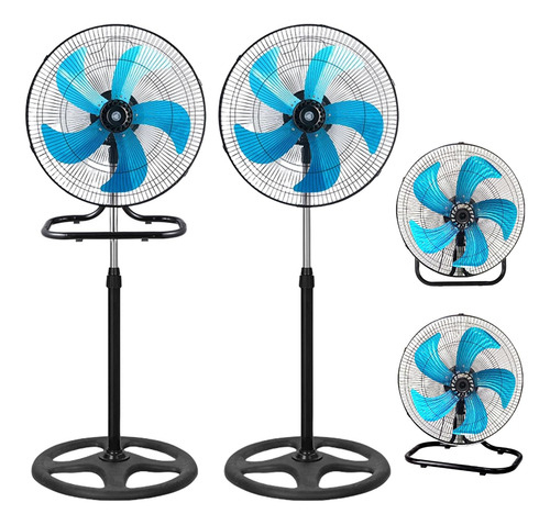 Ventilador De Piso Oscilante 180 3 Velocidades 5 Aspas Negro