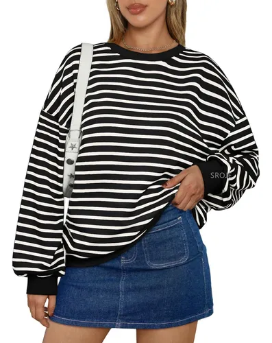 Sudadera Con Capucha A Rayas Con Cuello Redondo