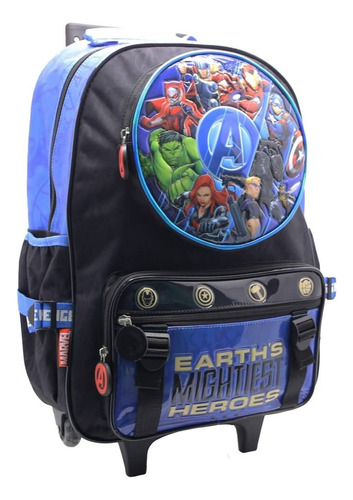 Mochila Escolar Avengers Marvel Vs Thanos Con Carro