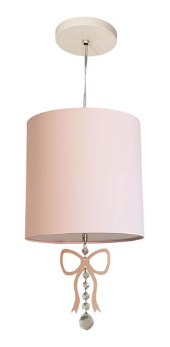 Lustre Laço Com Cristal Quarto Menina 25x25 Rosa