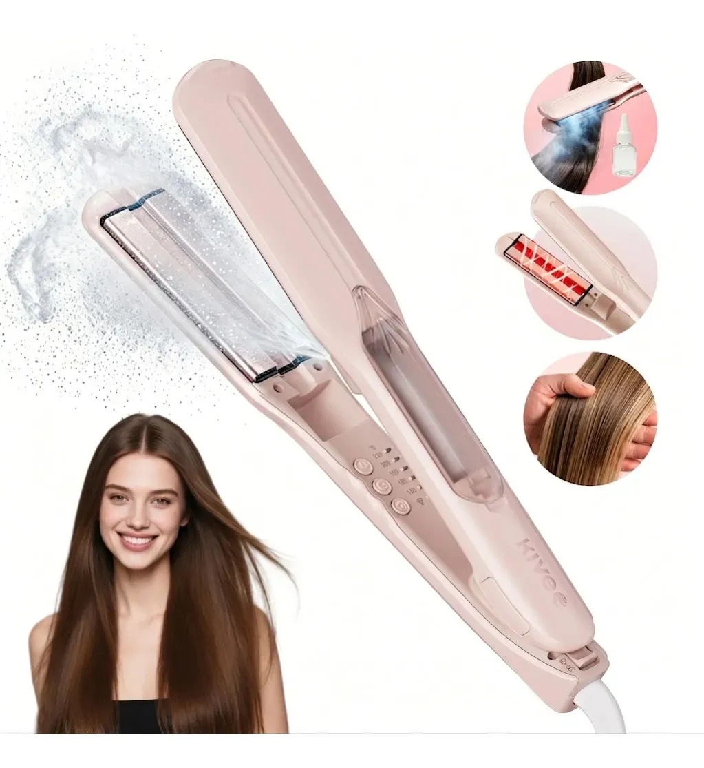 Chapinha Profissional Kive KV-864 a Vapor Bivolt 220°C com Íons Negativos Prancha Alisadora Infravermelho Anti Frizz