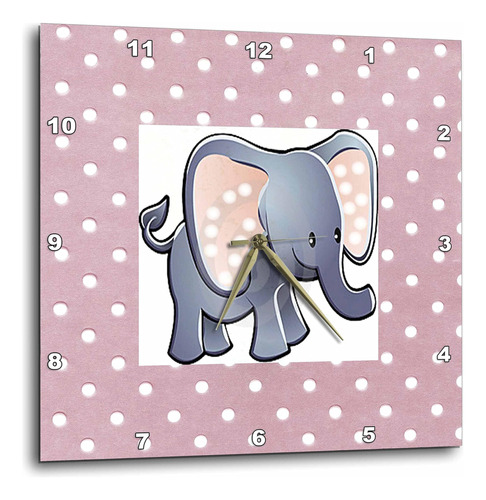 3drose Dpp__2 Adorable Bebé Elefante En Reloj De Pared Rosa 