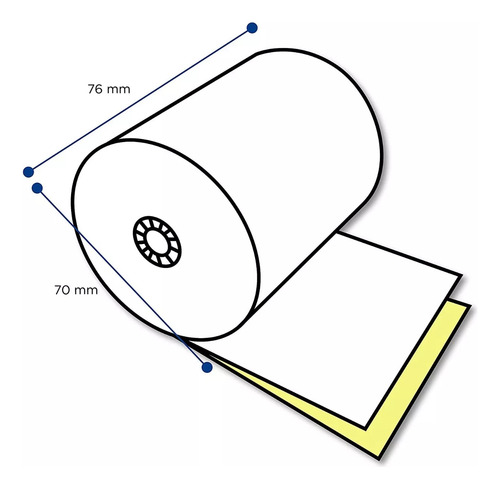 100 Rollo Papel Pcm Autocopiante 76x70 Mm Eba7670 Bco/ama