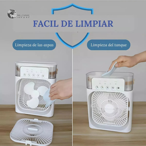 Ventilador Usb Porta Agua Aire Acondicionado Con Temporizado Blanco