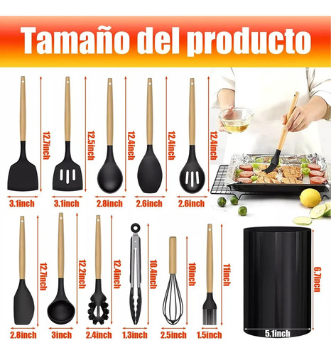 Juego de 12 utensilios de cocina Snowglad Silicona Espátulas Reposteria