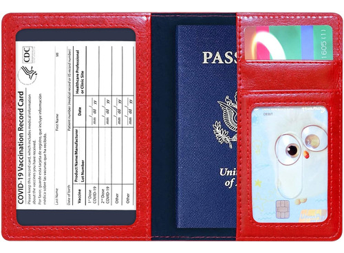 Porta Pasaporte Y Carnet De Vacunacion Kaoban Color Rojo
