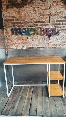 Imagen 5 de 8 de Mesa Escritorio 120x50 Industrial Hierro Madera Laqueado