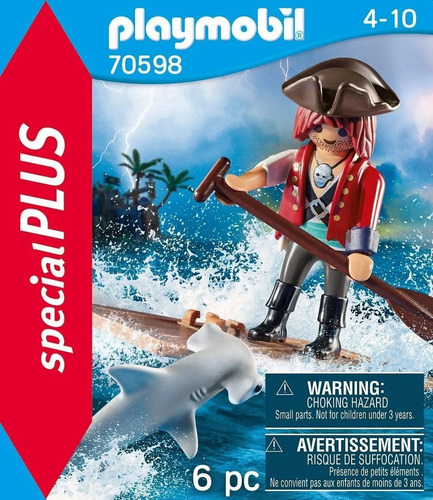 Imagen 2 de 6 de Playmobil Pirata Con Tiburon Martillo Special Plus 70598 Ed