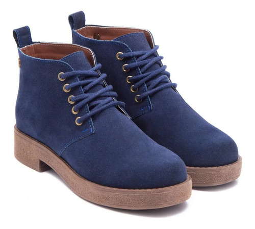Imagen 3 de 8 de Bota Citadina Mujer Olivia Gamuza Moda Cordon Liviana