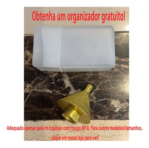 Broca Cônica Chanfro Diamante Soldada Vacuo Esmerilhadeira A