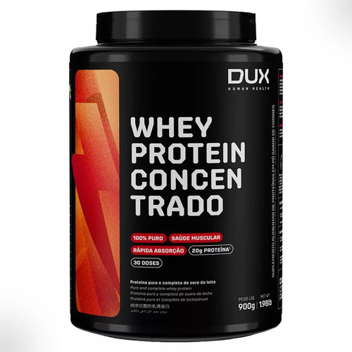 Whey Protein Concentrado Pote 900g Dux Nutrition Sabor Morango