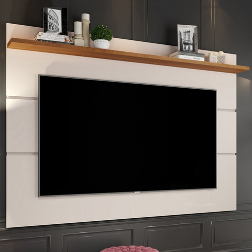 Painel Para Tv Até 50 Polegadas Vivare New Off White/freijo Cor Bege