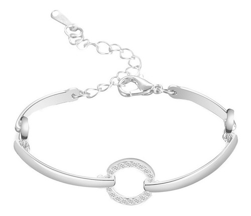  Pulsera Mujer Circular Plateado  Y Cristales Austriacos  Lb