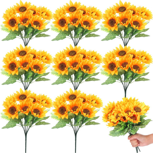 Yuxung 8 Ramos De Girasol Artificiales, 11.8 Pulgadas De Flo