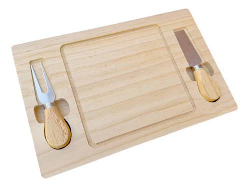 Tabla De Quesos De Madera Con Juego De Cuchillo Y Tenedor,