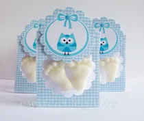 Comprar Souvenirs   Bebe Jabon Piecitos Lechuza  X 20u Celeste