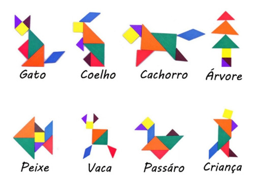 Quebra Cabeça Tangram Jogo Educativo Montessori 7 Peças