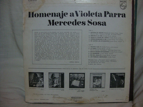 Vinilo Mercedes Sosa Homenaje A Violeta Parra F1