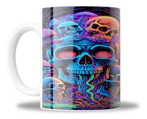 Taza De Ceramica, Diseño Calavera, 11oz, Colores