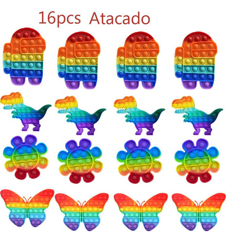 16 Piezas Al Por Mayor Pop It Toys Fidget Poket For Alivio