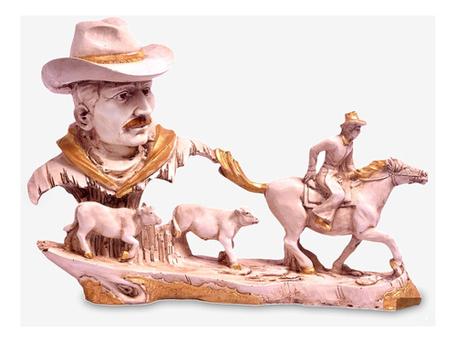Zig Zag Estatua De Vaquero Occidental Con Caballo Y Dos Vaca